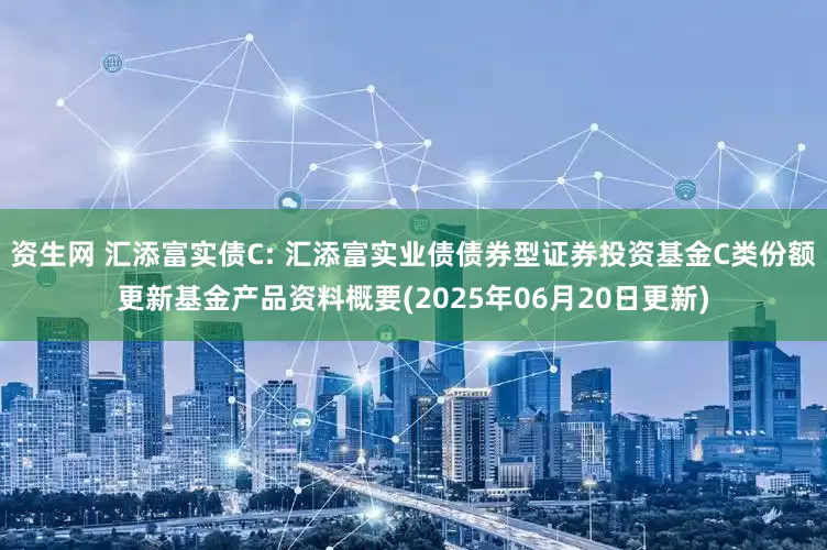 资生网 汇添富实债C: 汇添富实业债债券型证券投资基金C类份额更新基金产品资料概要(2025年06月20日更新)